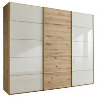 SCHWEBETÜRENSCHRANK  in Champagner, Eiche Bianco  - Eiche Bianco/Champagner, Natur, Glas/Holz (250/236/67cm) - Linea Natura