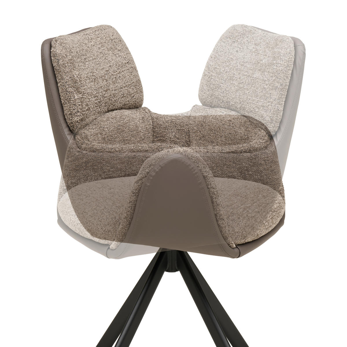 ARMLEHNSTUHL  Sitzfläche 360° drehbar Webstoff  - Schwarz/Braun, MODERN, Textil/Metall (61/91/65cm) - MID.YOU