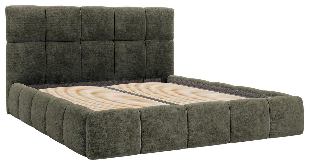 POLSTERBETT 180/200 cm,  in Grau, gepolstertes Kopfteil, Lattenrost, Bettkasten,  - Schwarz/Grau, MODERN, Holz/Holzwerkstoff (180/200cm) - MID.YOU