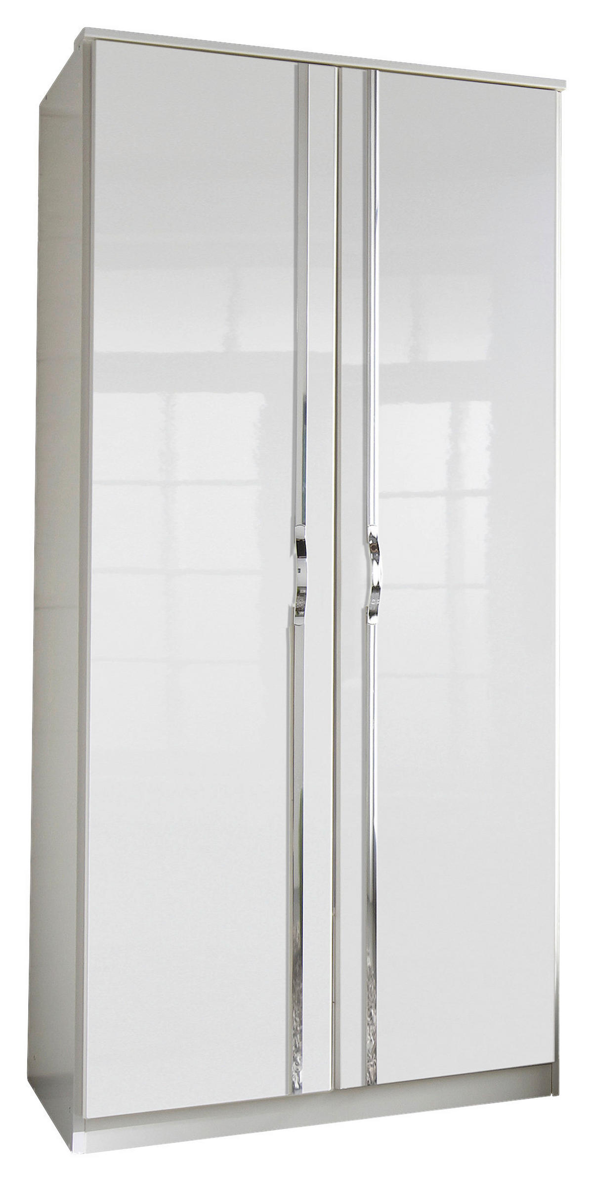 DREHTÜRENSCHRANK  in Weiß, Weiß Hochglanz  - Chromfarben/Weiß Hochglanz, MODERN, Holzwerkstoff/Kunststoff (91/199/58cm) - MID.YOU