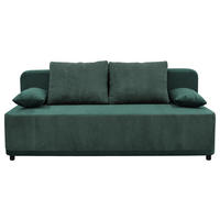 SCHLAFSOFA Velours Grün Querschläfer  inkl. Rückenkissen, Armlehnenkissen, Bettkasten  - Schwarz/Grün, Design, Kunststoff/Textil (197/90/83cm) - MID.YOU