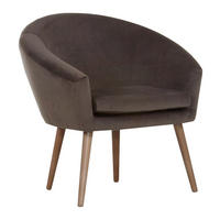 SESSEL Samt Dunkelbraun    - Dunkelbraun/Naturfarben, Design, Holz/Textil (73/73/66cm) - Carryhome