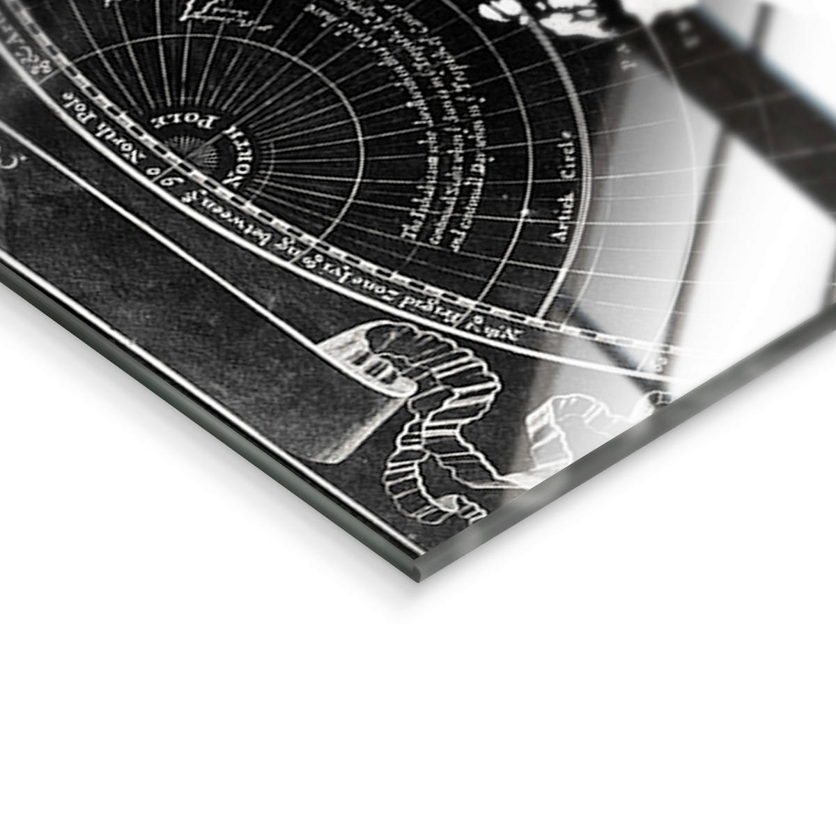 GLASBILD Weltkarte 120/80 cm  - Schwarz/Weiß, Basics, Glas/Papier (120/80cm)