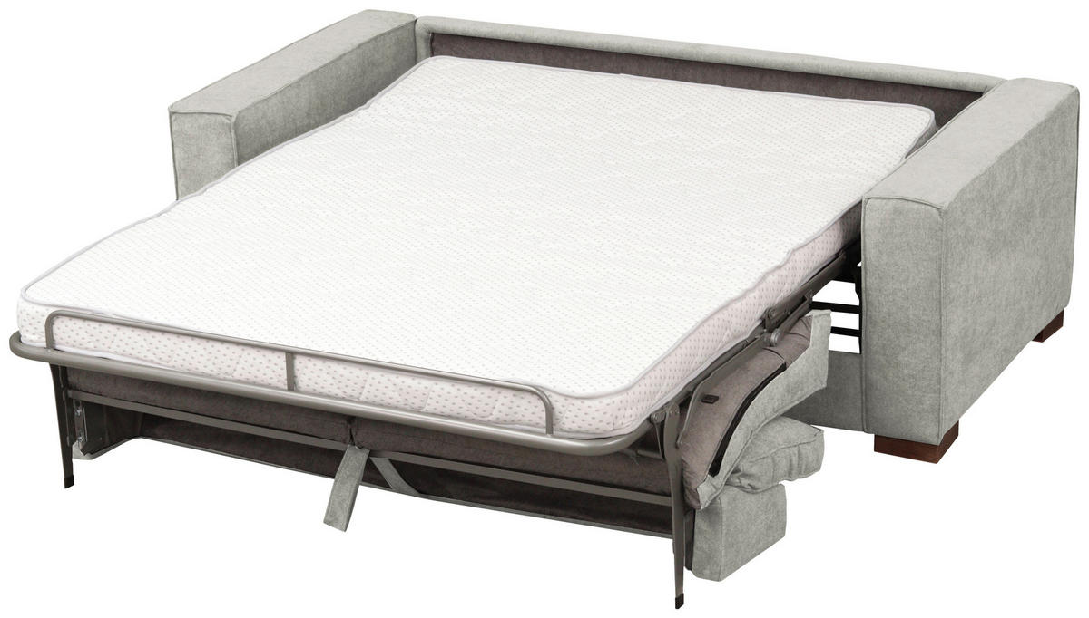 SCHLAFSOFA in Webstoff Hellgrau  - Dunkelbraun/Hellgrau, Design, Holz/Textil (203/85/99cm) - MID.YOU