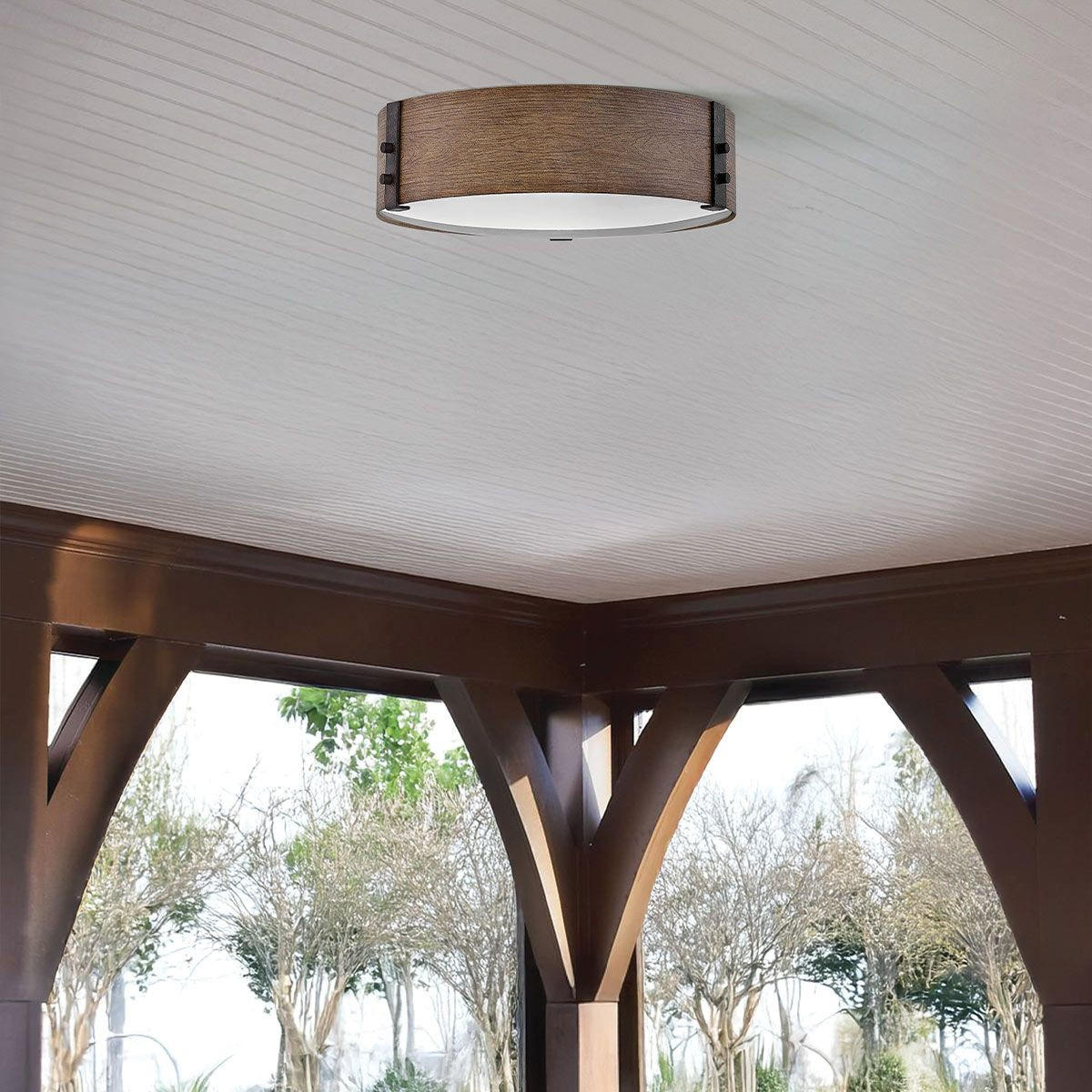 TAKLAMPA UTOMHUS Inglenook Outdoor 12/38 cm  - skogsek/mörkbrun, Klassisk, metall (12/38cm) - Elstead Lighting