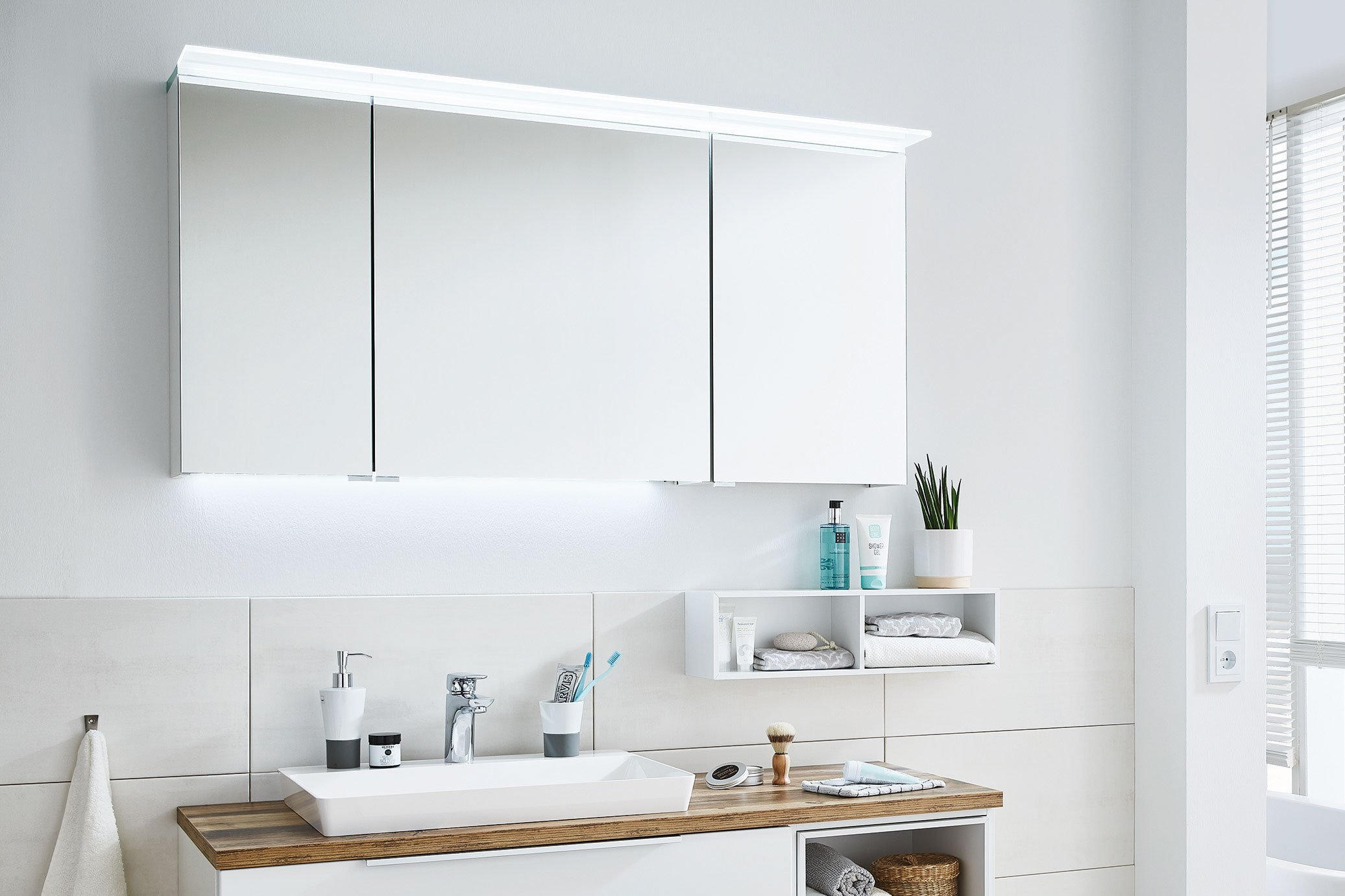 SPIEGELSCHRANK 130/66/15 cm  - Chromfarben/Grau, Design, Glas/Holzwerkstoff (130/66/15cm) - Dieter Knoll