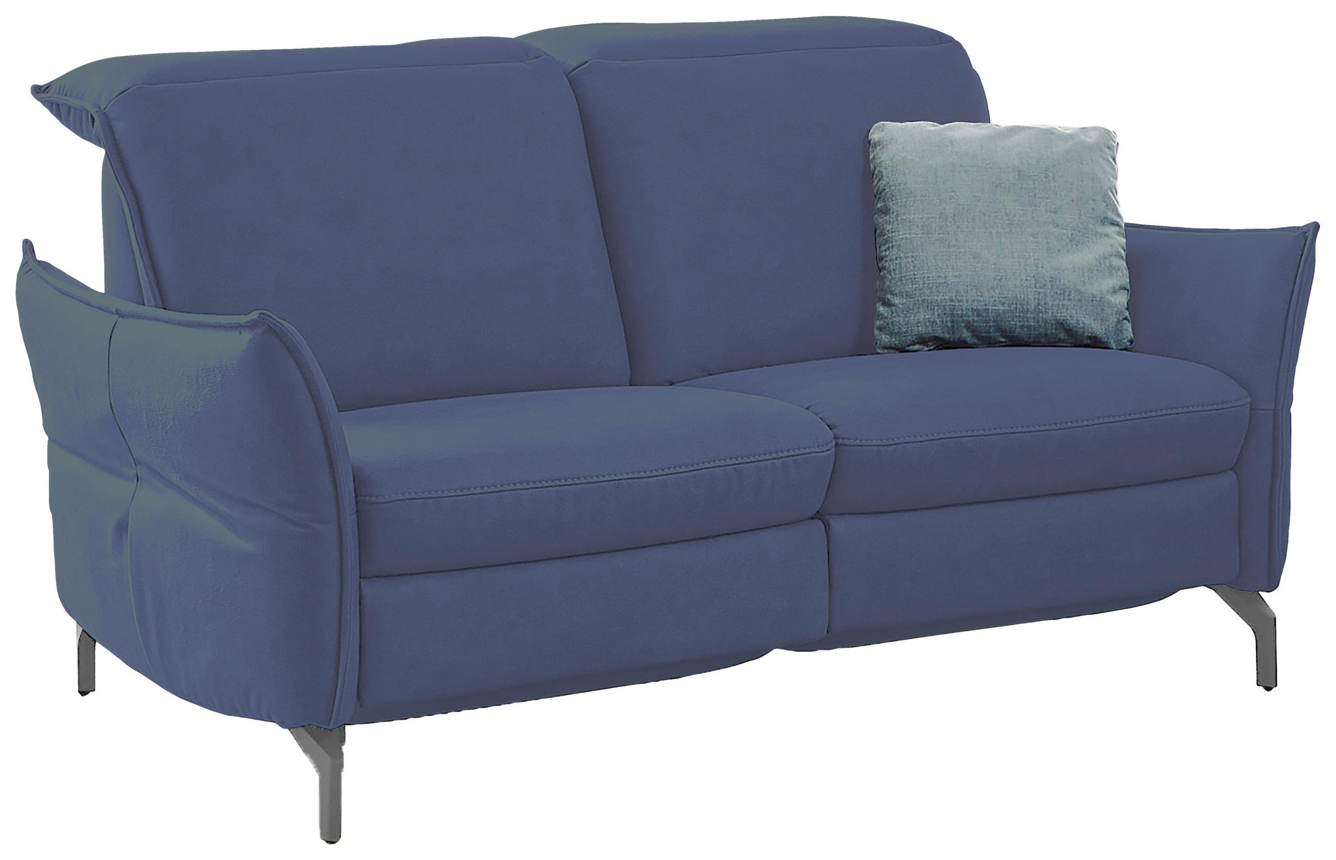 2-SITZER-SOFA Lederlook (vegan) Blau, Grau  - Blau/Grau, MODERN, Textil/Metall (154/89/109cm) - Livetastic