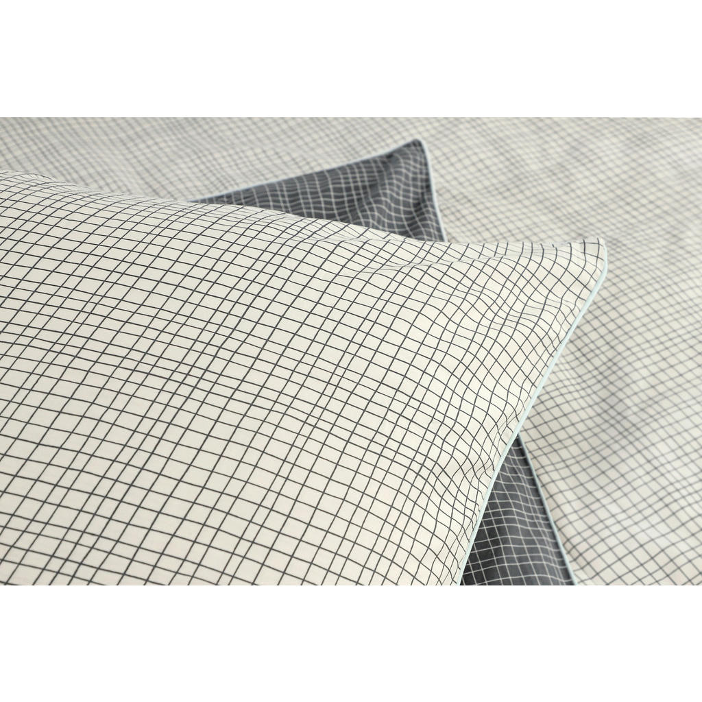 Thumbnail - Esprit Wendebettwäsche E-Grid grey, Grau, Hellblau, Beige, Textil, Karo, 135x200 cm, Oeko-Tex® Standard 100, BCI (Better...