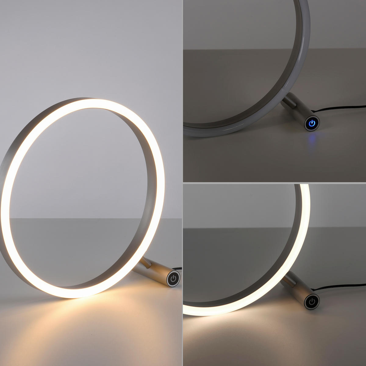 STOLNÁ LED LAMPA, dotykový stmievač, 28,5/10/28 cm - hliníková, Design, kov/plast (28,5/10/28cm)