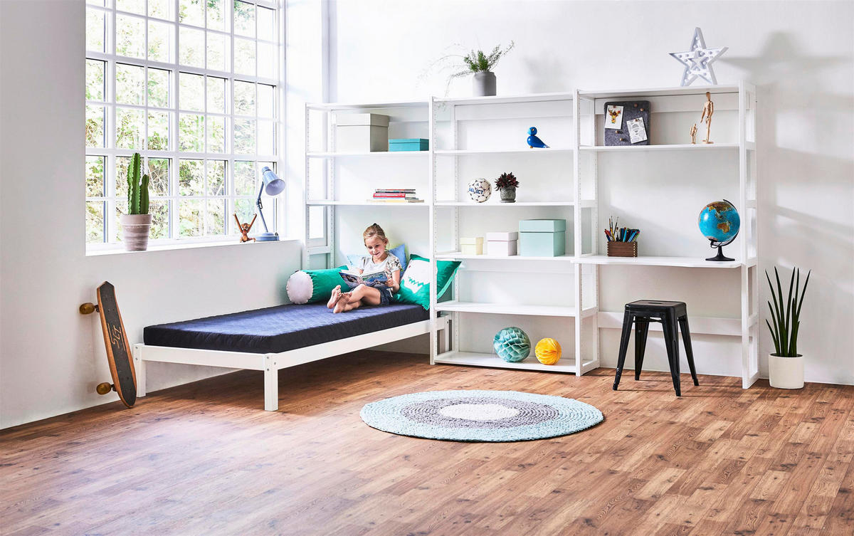 BETT 90/200 cm  in Weiß  - Naturfarben/Weiß, MODERN, Holz (90/200cm) - MID.YOU