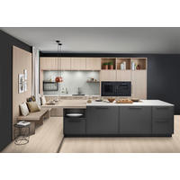 EINBAUKÜCHE   - Hellbraun/Dunkelgrau, Design, Holzwerkstoff - EWE