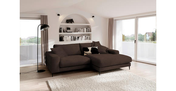 ECKSOFA  in Flachgewebe Dunkelbraun  253/177 cm  - Dunkelbraun/Schwarz, Design, Textil/Metall (253/177cm) - Dieter Knoll
