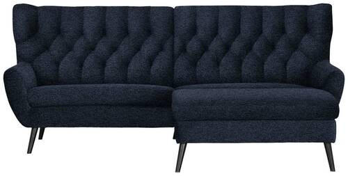 ECKSOFA in Flachgewebe Dunkelblau  - Schwarz/Dunkelblau, Design, Holz/Textil (237/165cm) - Stylife