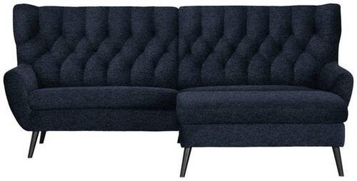ECKSOFA in Flachgewebe Dunkelblau  - Schwarz/Dunkelblau, Design, Holz/Textil (237/165cm) - Stylife