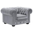 CHESTERFIELD-SESSEL - Wengefarben/Hellgrau, LIFESTYLE, Holz/Textil (115/76,5/96cm) - Landscape