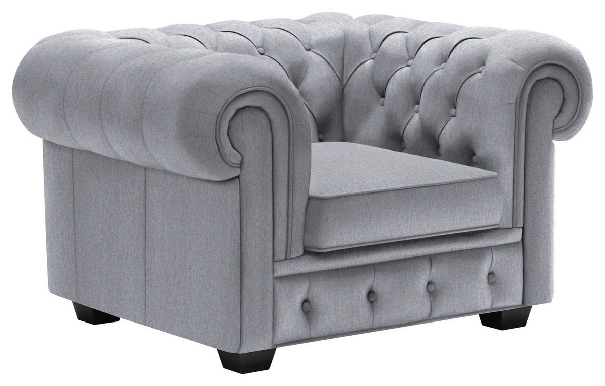 CHESTERFIELD-SESSEL - Wengefarben/Hellgrau, LIFESTYLE, Holz/Textil (115/76,5/96cm) - Landscape