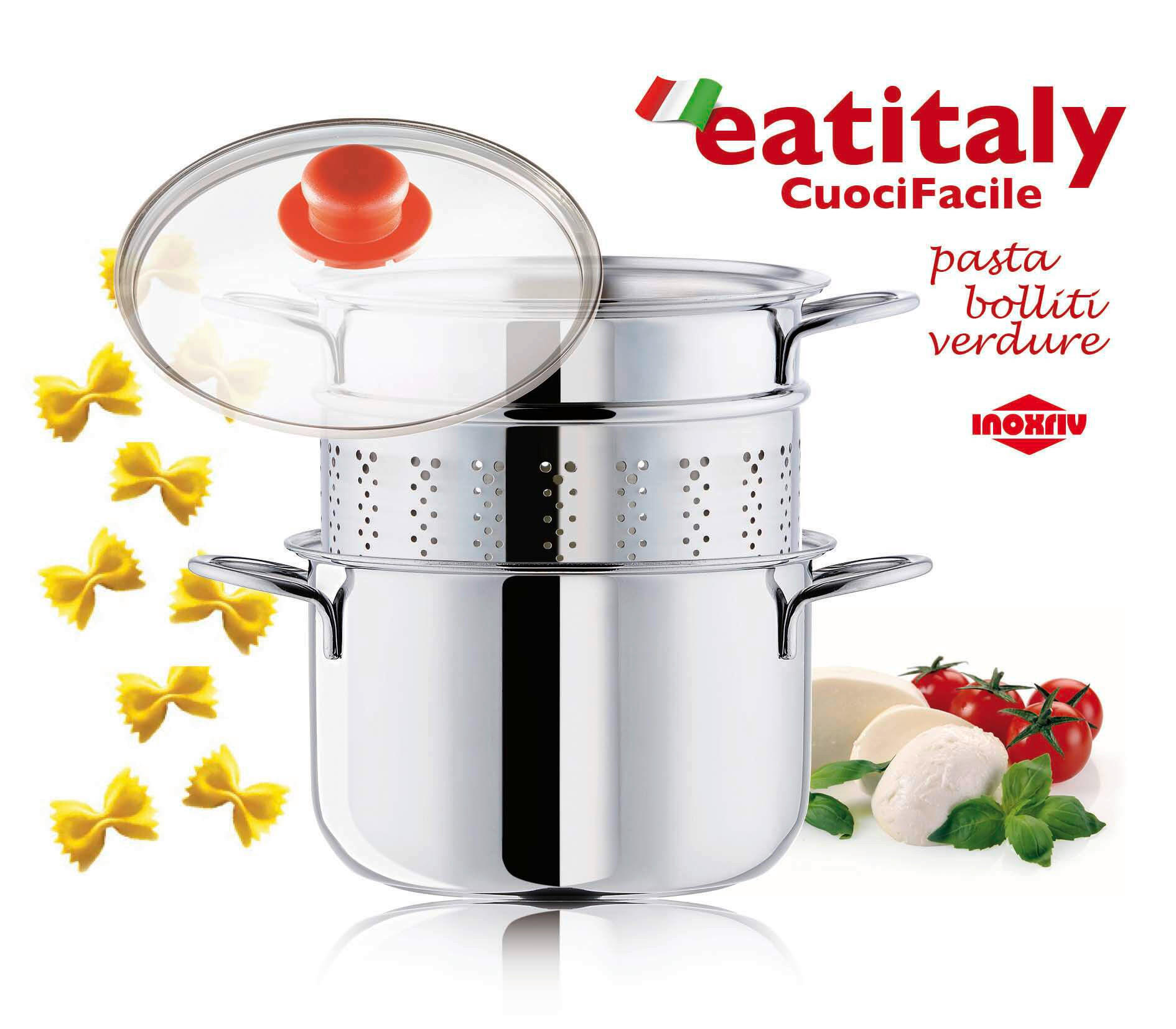 OALĂ PENTRU FIERT PASTE  - culoare inox, Basics (20cm)