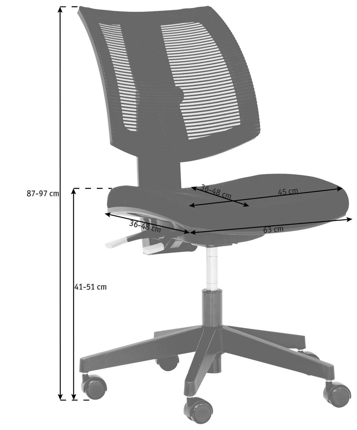 DREHSTUHL  in Doppeltuch Schwarz  - Schwarz, Basics, Kunststoff/Textil (63/87-97/36-48cm) - Novel
