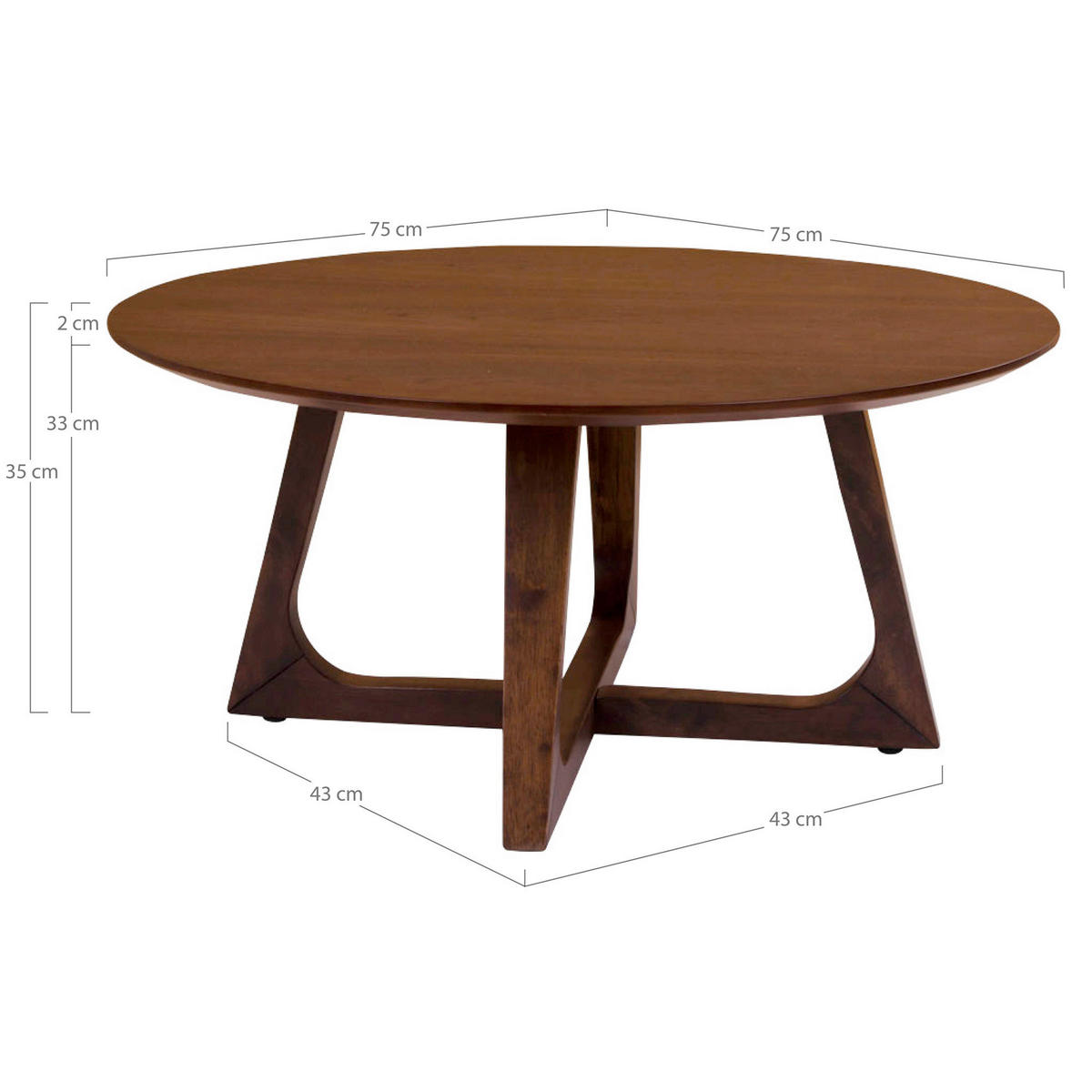 COUCHTISCH HELLERUP 75/75/36 cm rund Walnussfarben  - Walnussfarben, Design, Holzwerkstoff (75/75/36cm) - MID.YOU
