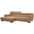 ECKSOFA in Webstoff Orange 182/279 cm - Schwarz/Orange, KONVENTIONELL, Textil/Metall (182/279cm) - Hom`in