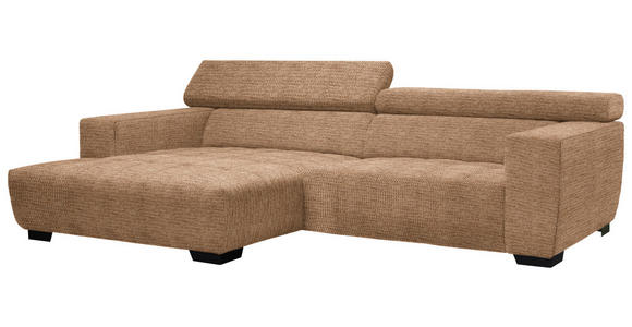 ECKSOFA in Webstoff Orange 182/279 cm - Schwarz/Orange, KONVENTIONELL, Textil/Metall (182/279cm) - Hom`in