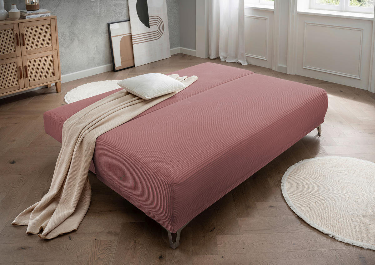 SCHLAFSOFA in Cord Rot, Koralle  - Chromfarben/Koralle, Modern, Textil/Metall (198/90/100cm) - Livetastic