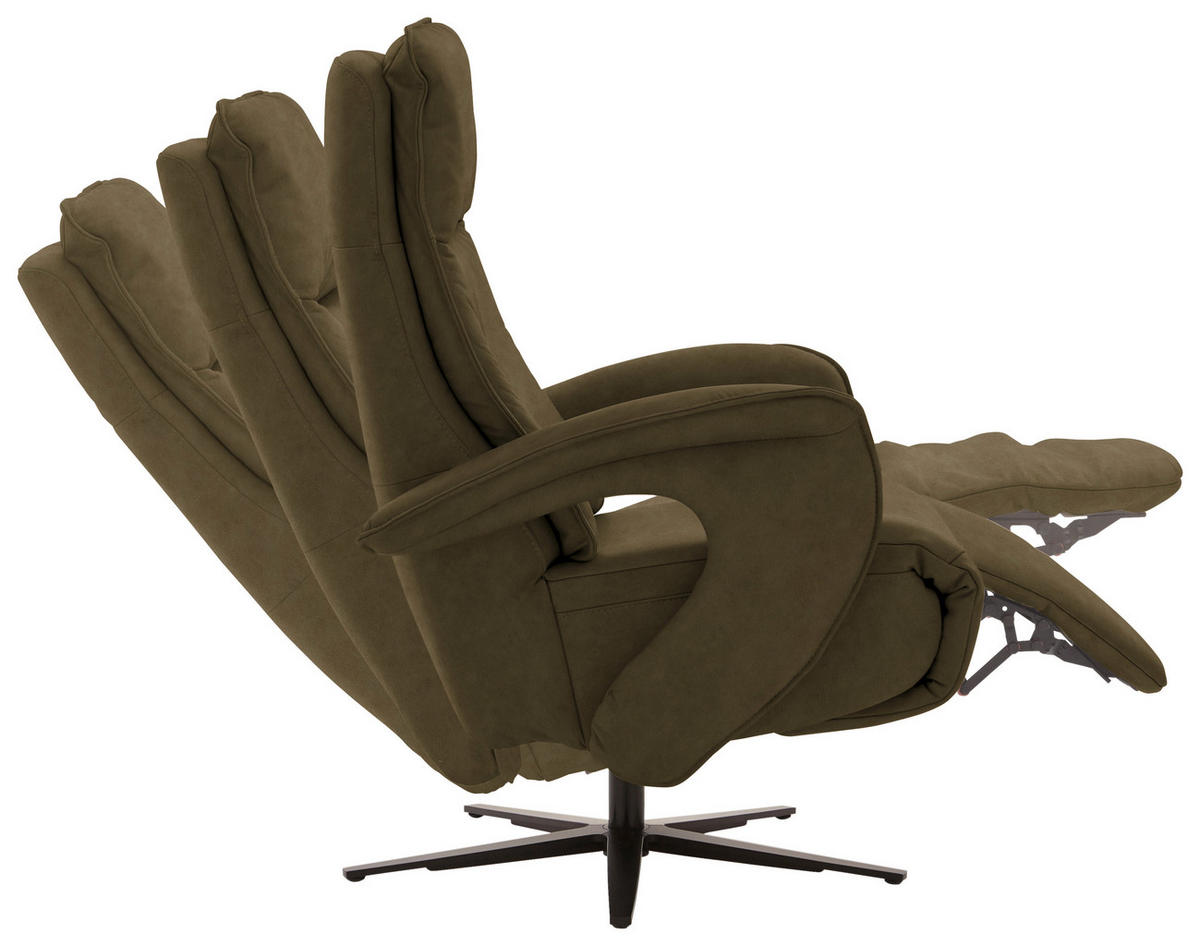 RELAXSESSEL in Leder Grün  - Schwarz/Grün, Design, Leder/Metall (77/110/87cm) - Valdera