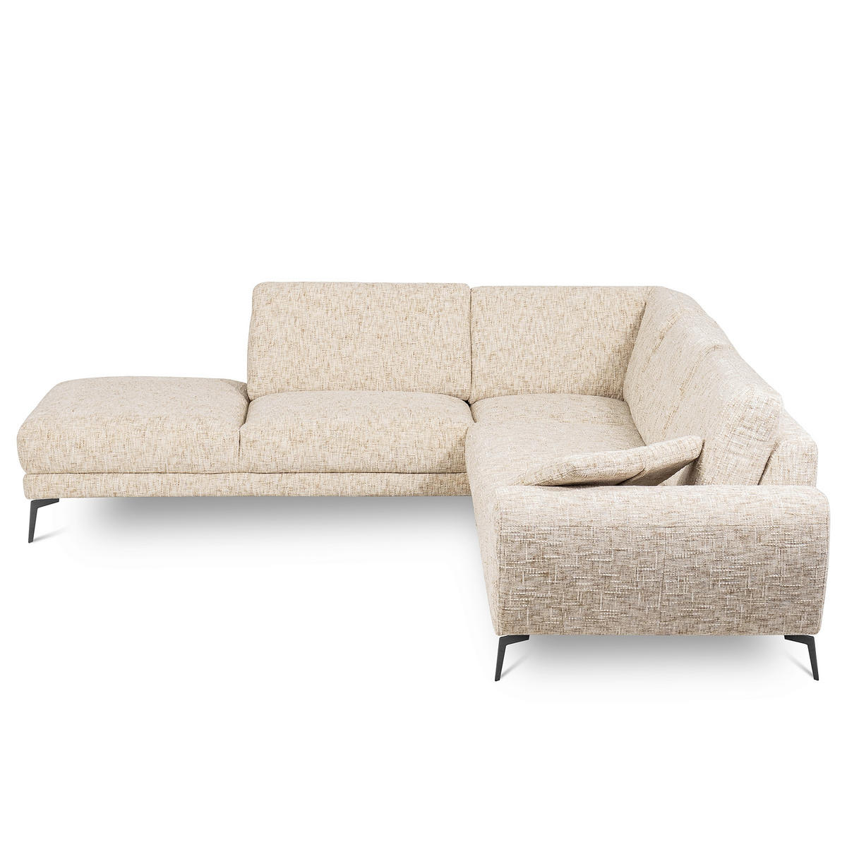 ECKSOFA SPRING Beige Webstoff Zierkissen  - Beige/Schwarz, Design, Textil/Metall (250/273cm) - Livetastic