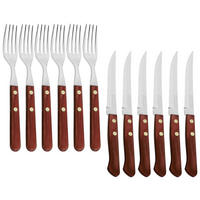SADA PŘÍBORŮ, nerezová ocel, 12dílné - červená, Lifestyle, kov/dřevo