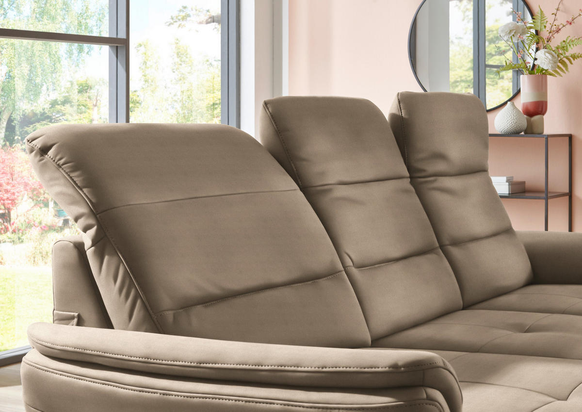 ECKSOFA in Flachgewebe Greige  - Greige/Schwarz, Konventionell, Textil/Metall (181/260cm) - Beldomo Speed