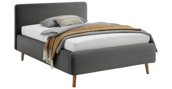 POLSTERBETT 140/200 cm  in Anthrazit  - Eichefarben/Birkefarben, Design, Holz/Textil (140/200cm) - Xora