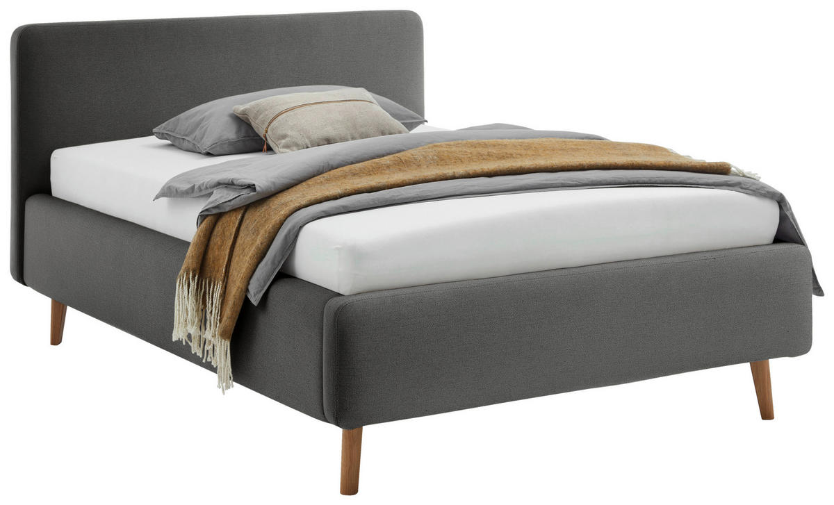 POLSTERBETT 140/200 cm  in Anthrazit  - Eichefarben/Birkefarben, Design, Holz/Textil (140/200cm) - Xora