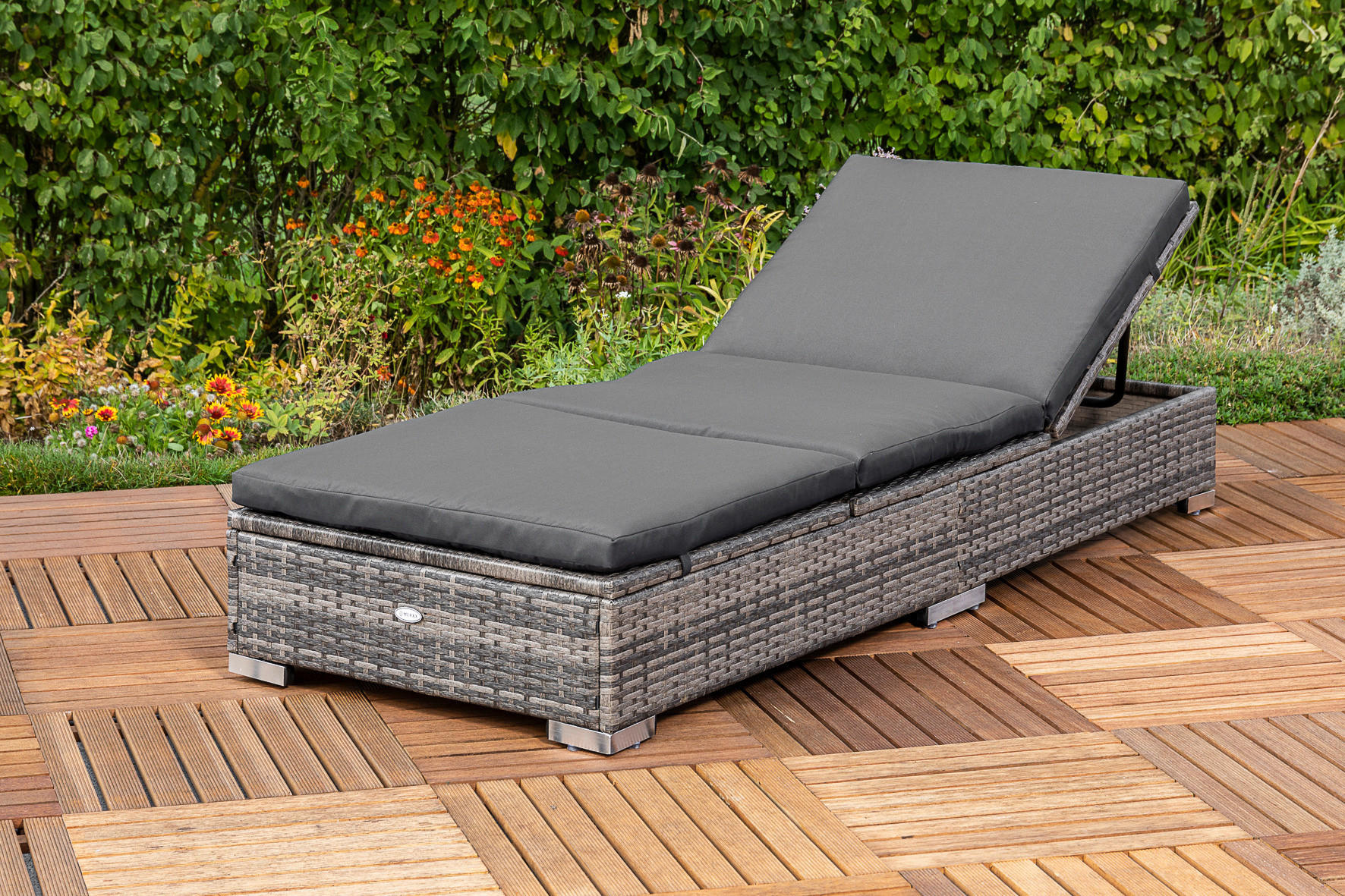 SONNENLIEGE 195/26/73 cm  - Grau, MODERN, Kunststoff/Metall (195/26/73cm) - Gardenson