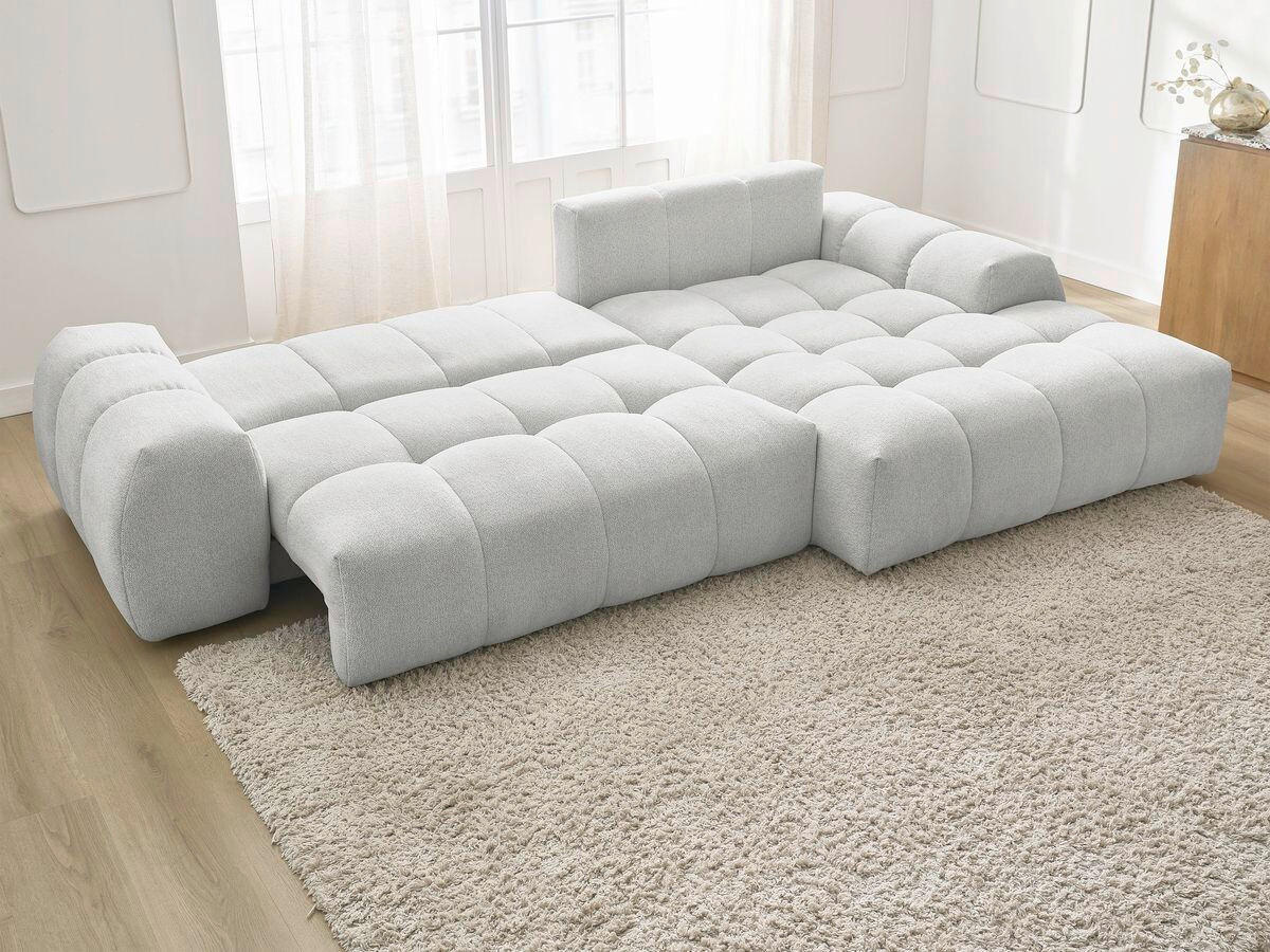 ECKSCHLAFSOFA EVEREST  mit Rücken echt, Armteil links, Armteil rechts Flachgewebe Hellgrau  - Hellgrau/Schwarz, MODERN, Kunststoff/Textil (318/180cm) - Livetastic