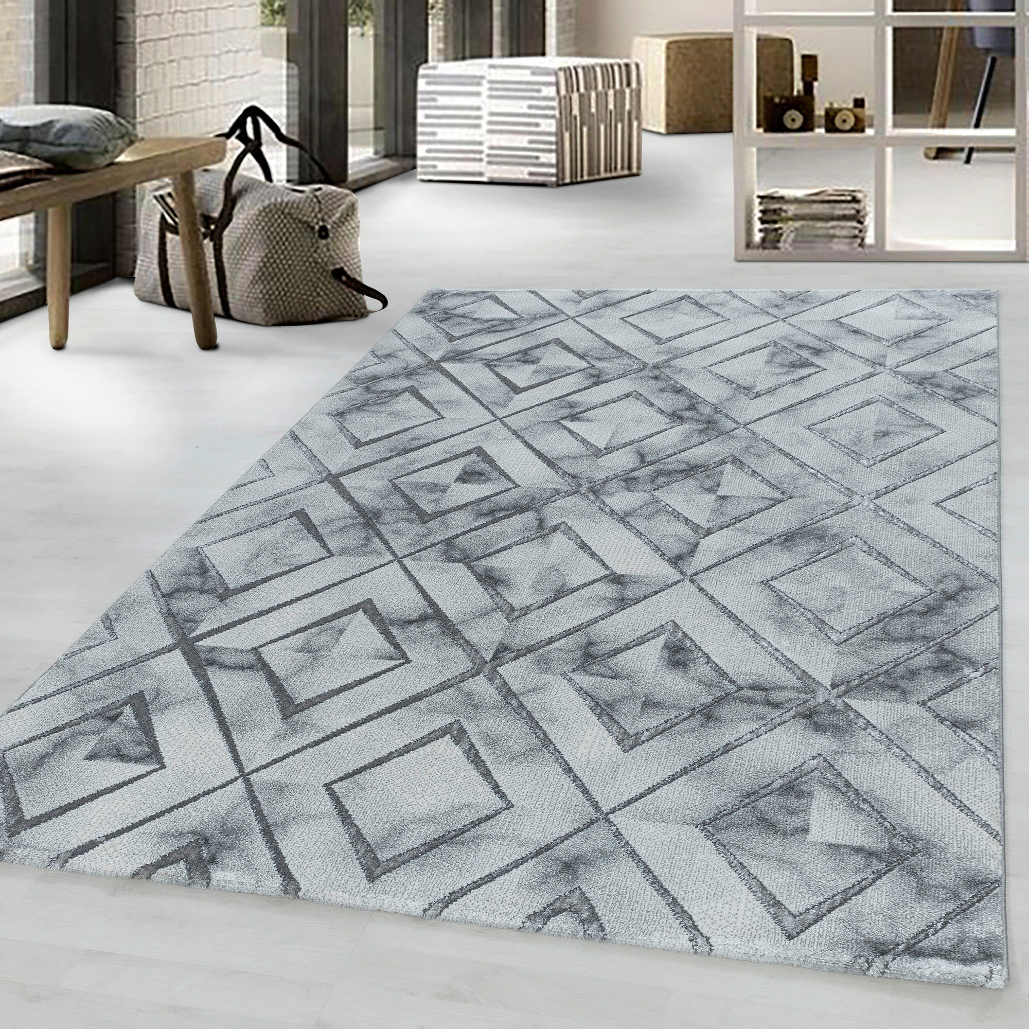 TKANI TEPIH 140/200 cm   srebrne boje  Naxos 3811 silber  - srebrne boje, Design, tekstil (140/200cm)