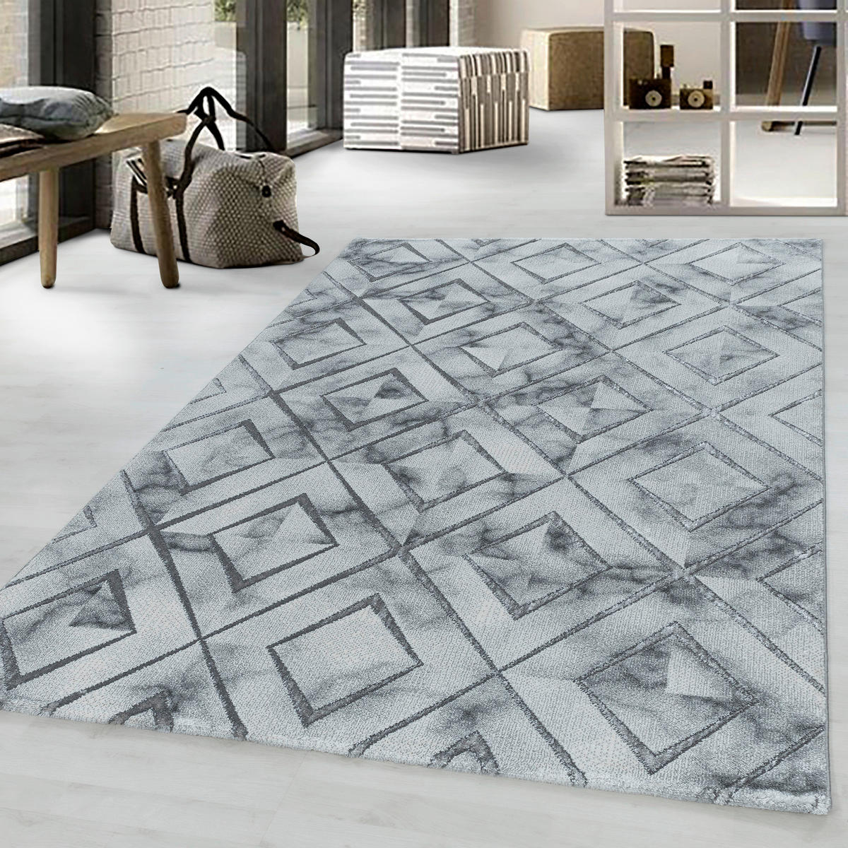 TKANI TEPIH 140/200 cm   srebrne boje  Naxos 3811 silber  - srebrne boje, Design, tekstil (140/200cm)
