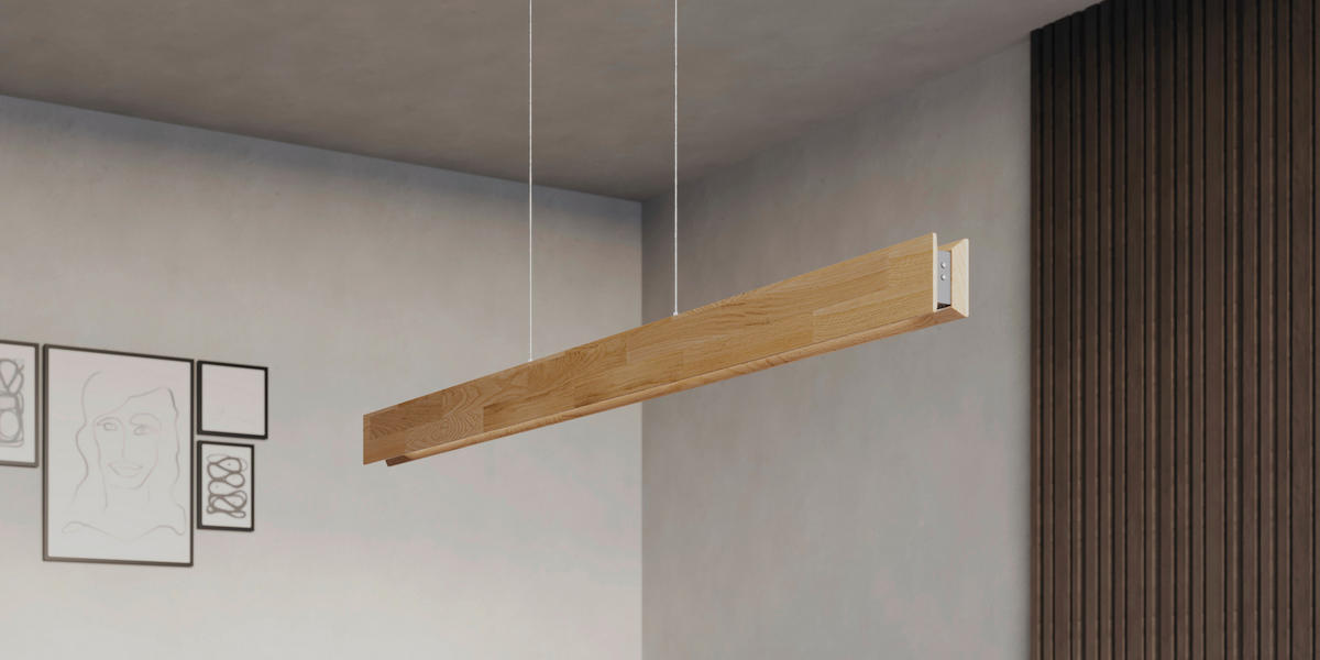 LED-HÄNGELEUCHTE Rhön 89/7/150 cm   - Eichefarben/Schwarz, Natur, Holz/Metall (89cm) - Waldwelt