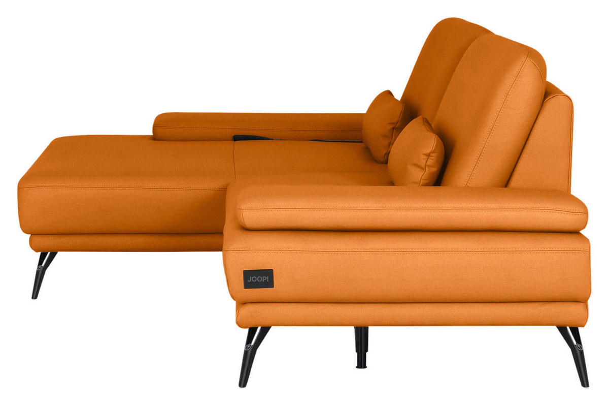 ECKSOFA JOOP! STUDIO in Echtleder Orange  180/301 cm  - Schwarz/Orange, KONVENTIONELL, Leder/Metall (180/301cm) - Joop!