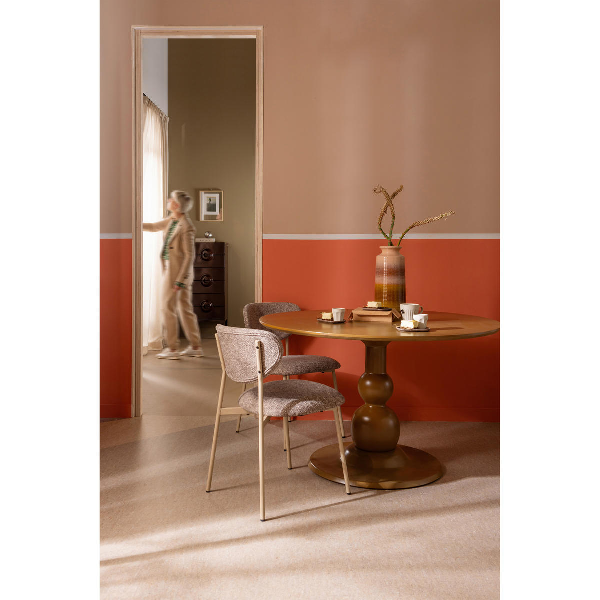 STUHL-SET 2 Stück  in Eisen Webstoff  - Sandfarben, MODERN, Textil/Metall (46/77/56cm) - Livetastic