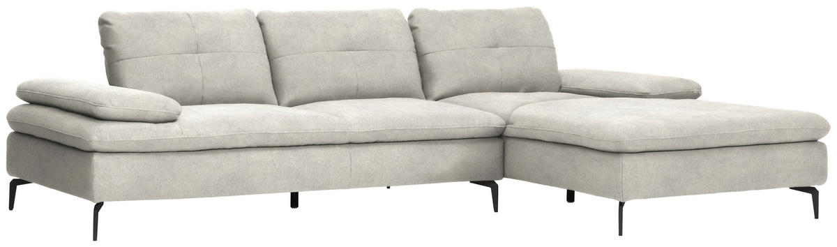 ECKSOFA in Velours Ecru  - Ecru/Schwarz, Design, Textil/Metall (301/179cm) - Chilliano
