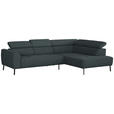 ECKSOFA in Struktur Dunkelgrau 280/205 cm - Dunkelgrau/Schwarz, Design, Textil/Metall (280/205cm) - Xora