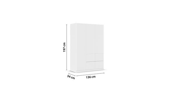 KLEIDERSCHRANK 3-türig Weiß  - Weiß, Trend, Holzwerkstoff/Kunststoff (136/197/54cm) - Xora