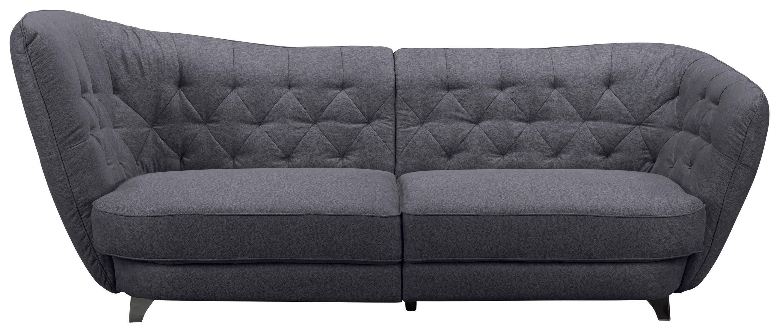BIGSOFA Flachgewebe Dunkelblau  - Chromfarben/Dunkelblau, MODERN, Textil/Metall (256/85/115cm) - MID.YOU