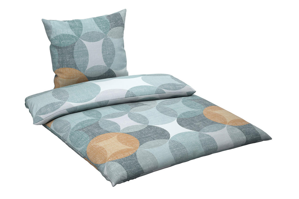 BETTWÄSCHE Flanell, Biber 155/220 cm  - Gelb/Petrol, Textil (155/220cm) - Novel