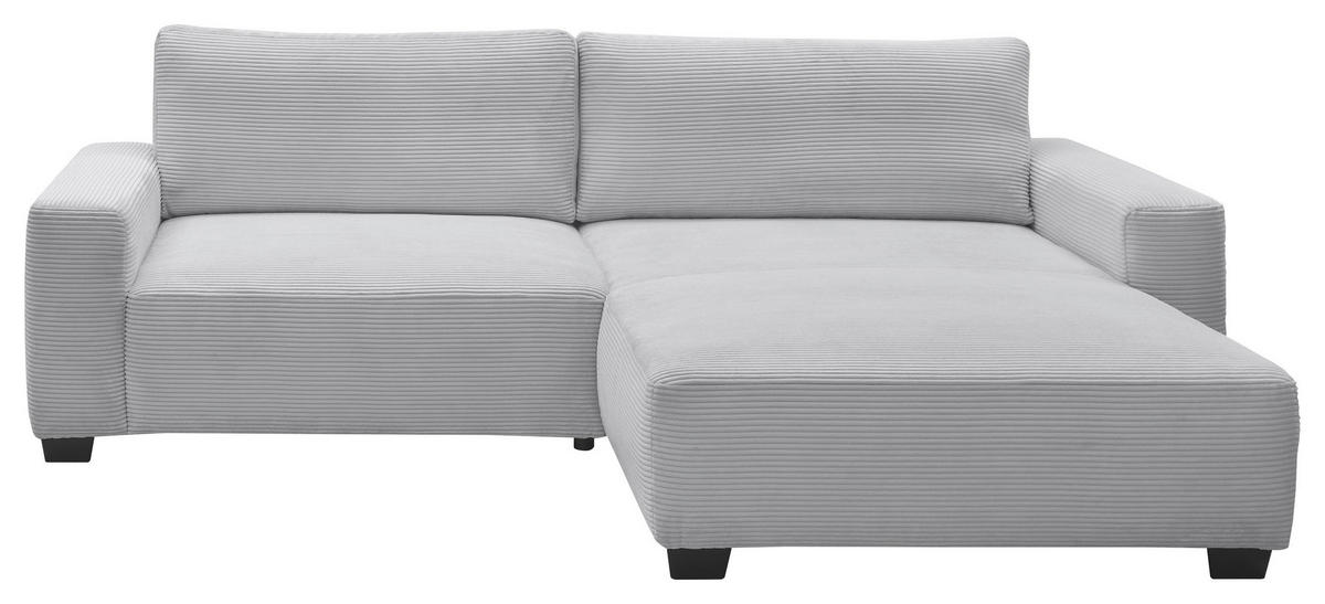 ECKSOFA Hellgrau Cord  - Hellgrau/Schwarz, MODERN, Kunststoff/Textil (282/192cm) - Livetastic