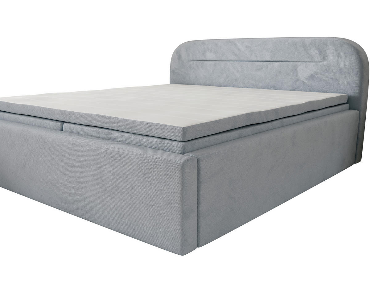BOXBETT 180/200 cm,  in Grau, Bettkasten, Topper, H2 = mittel  - Grau, MODERN, Textil (180/200cm) - MID.YOU