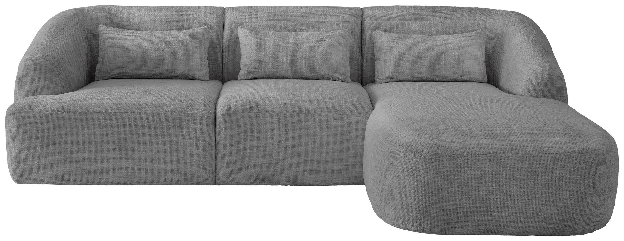 ECKSOFA in Struktur Silberfarben  256/160 cm  - Silberfarben/Schwarz, MODERN, Kunststoff/Textil (256/160cm) - Livetastic