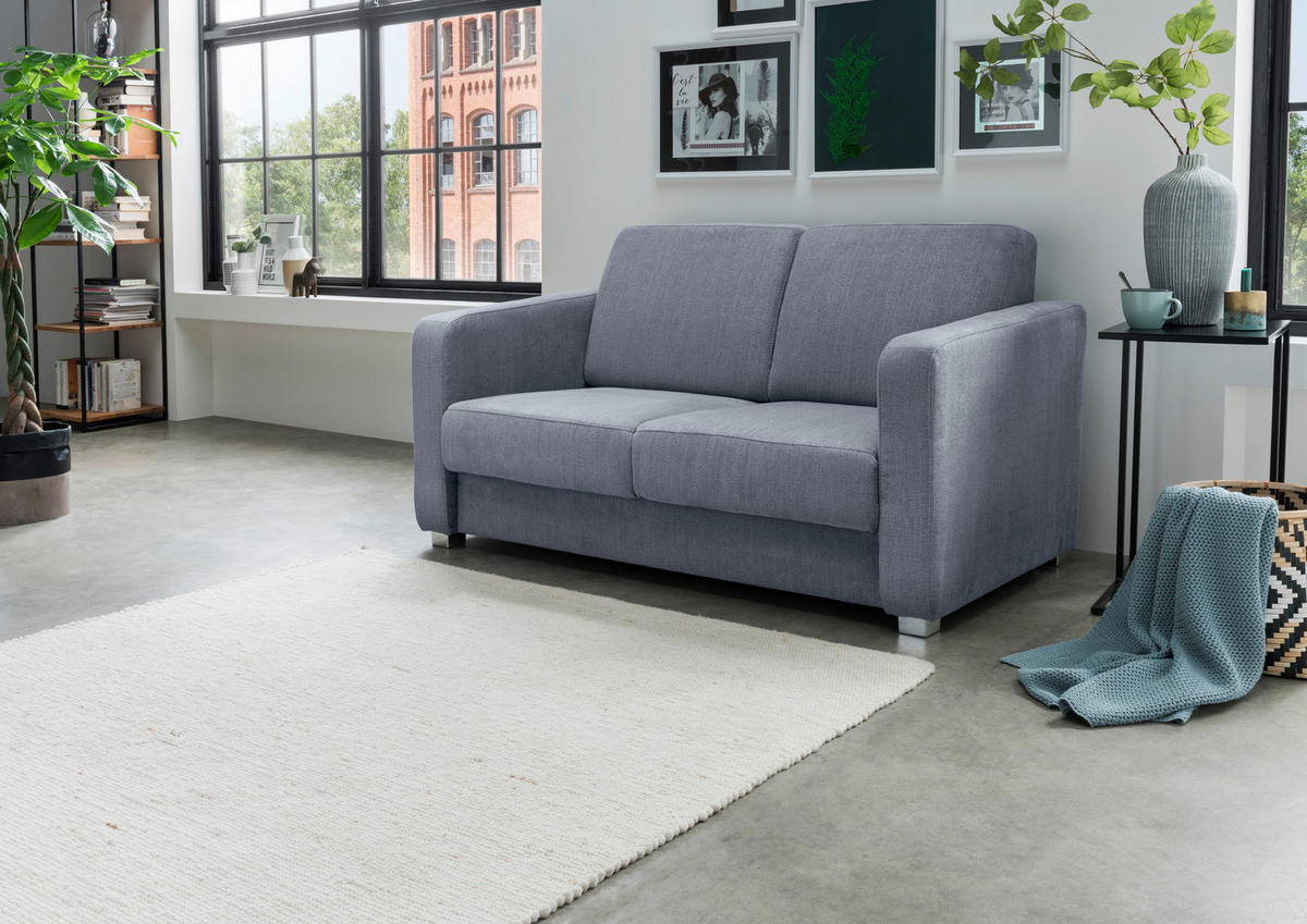 SCHLAFSOFA in Chenille Hellblau  - Chromfarben/Hellblau, Basics, Kunststoff/Textil (159/88/87cm) - Livetastic