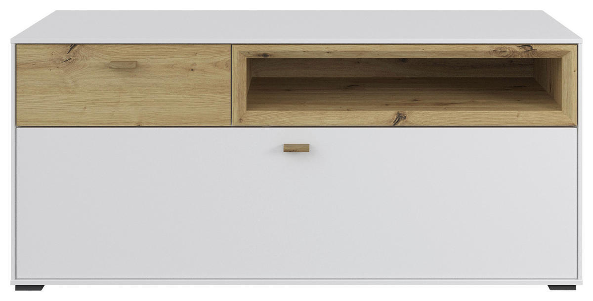 LOWBOARD  in 120/53/49 cm  - Weiss/Eichefarben, Holz/Holzwerkstoff (120/53/49cm) - Hom`in