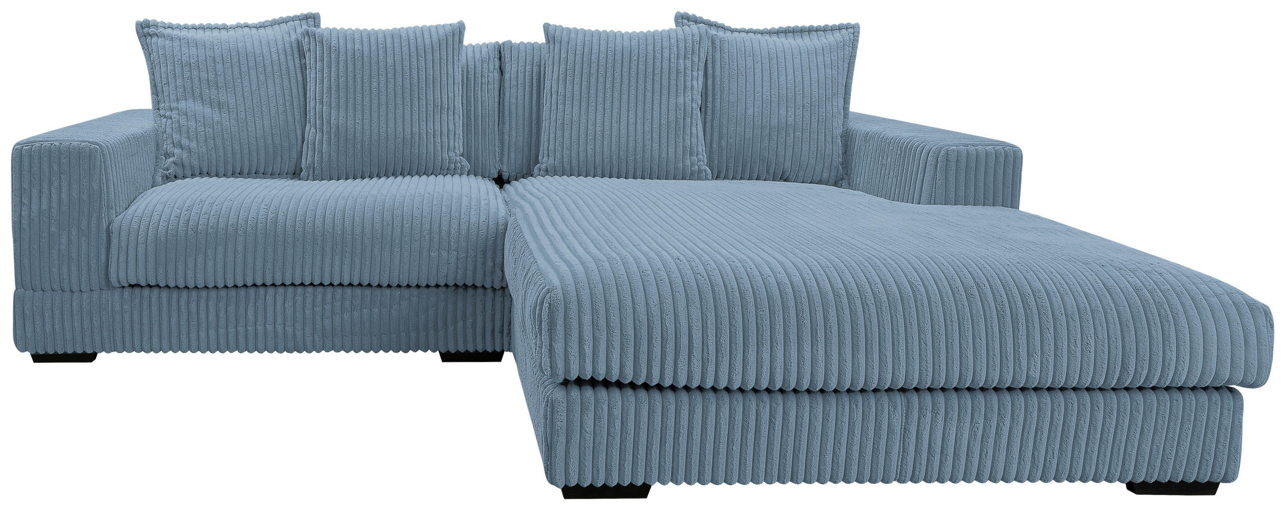 ECKSOFA Hellblau Cord  - Schwarz/Hellblau, Design, Kunststoff/Textil (285/195cm) - MID.YOU
